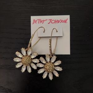 Betsey Johnson Pave Daisy Dangle Earrings